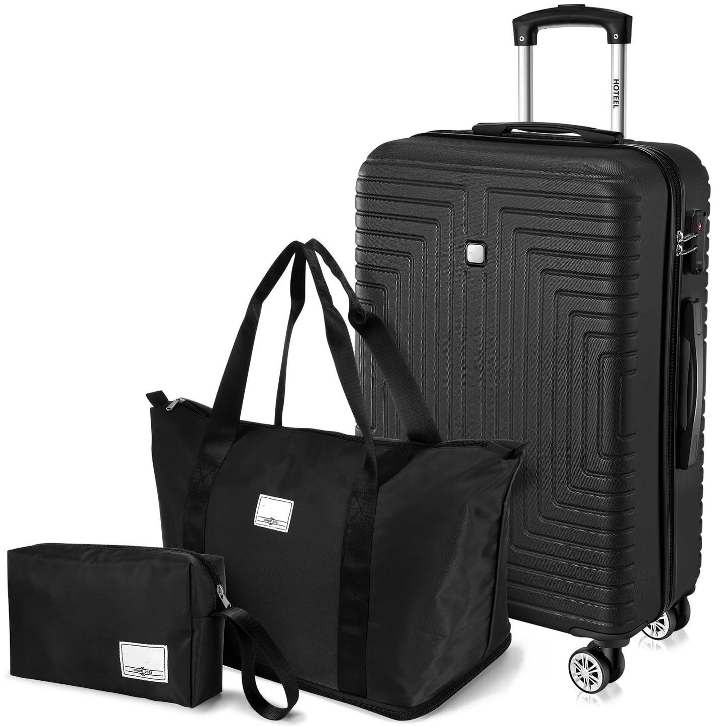 HOTEELCN 3-Piece Luggage Set ABS Spinner Suitcases With TSA Lock
