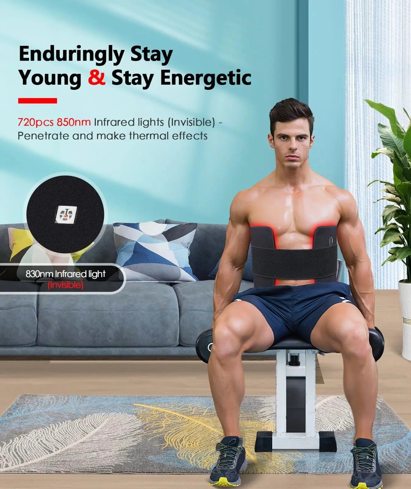 New 360 LEDs Red Light Belt 660nm 850nm Therapy Pad