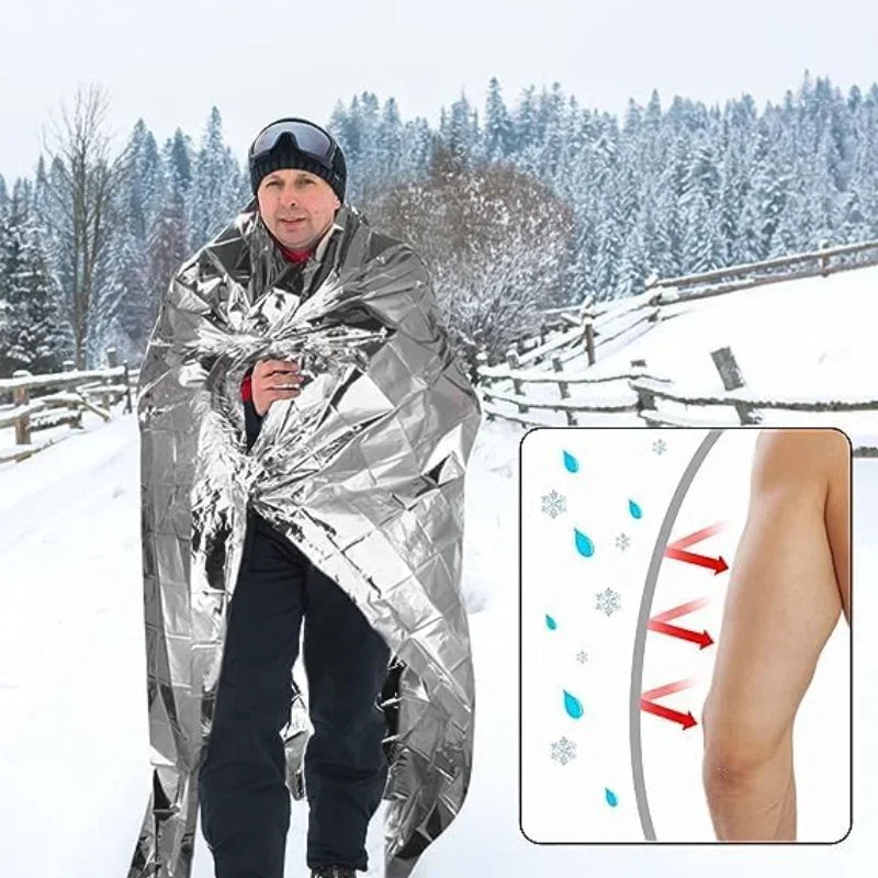 Emergency Mylar Thermal Blankets -Space Blanket Survival kit Camping (4-Pack) Perfect for Outdoors Hiking Marathons or First Aid
