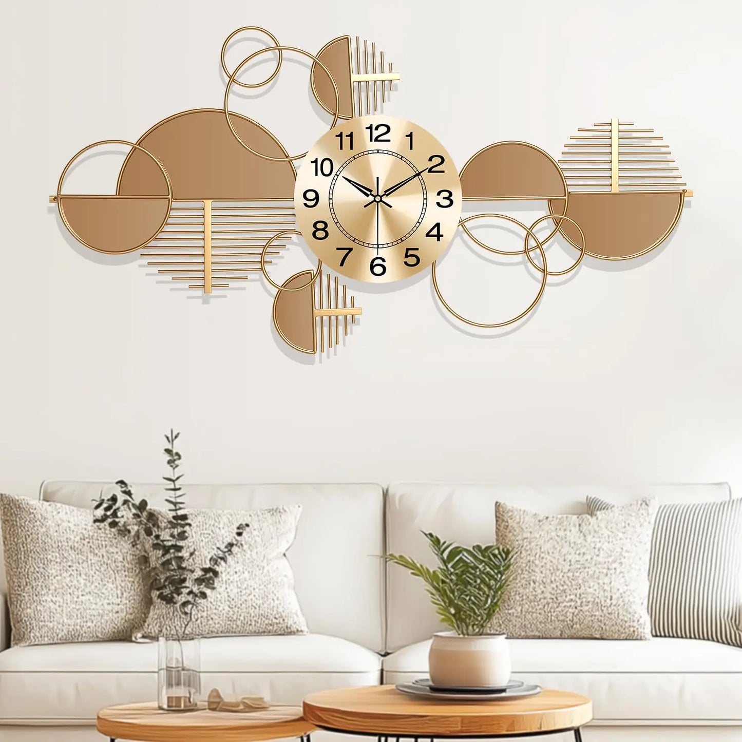 NONE Modern Silent Metal Wall Clock For Living Room