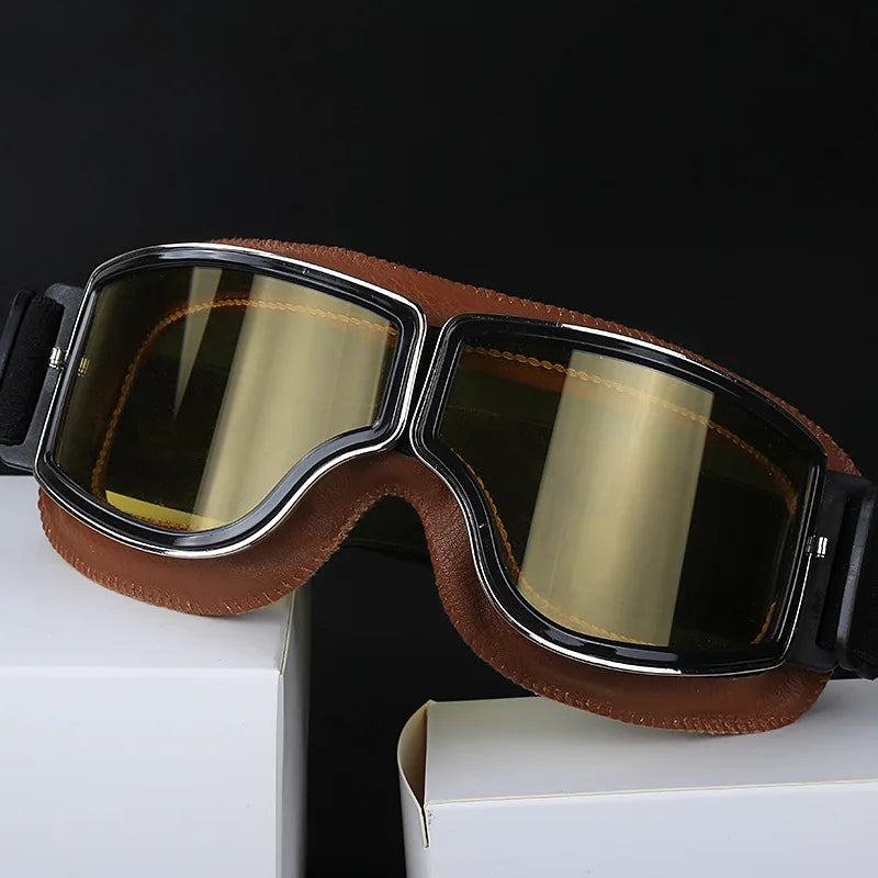 Motorcycle Glasses Windproof Leather Folding Sunglasses For Riders