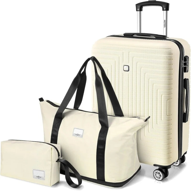 HOTEELCN 3-Piece Luggage Set ABS Spinner Suitcases With TSA Lock