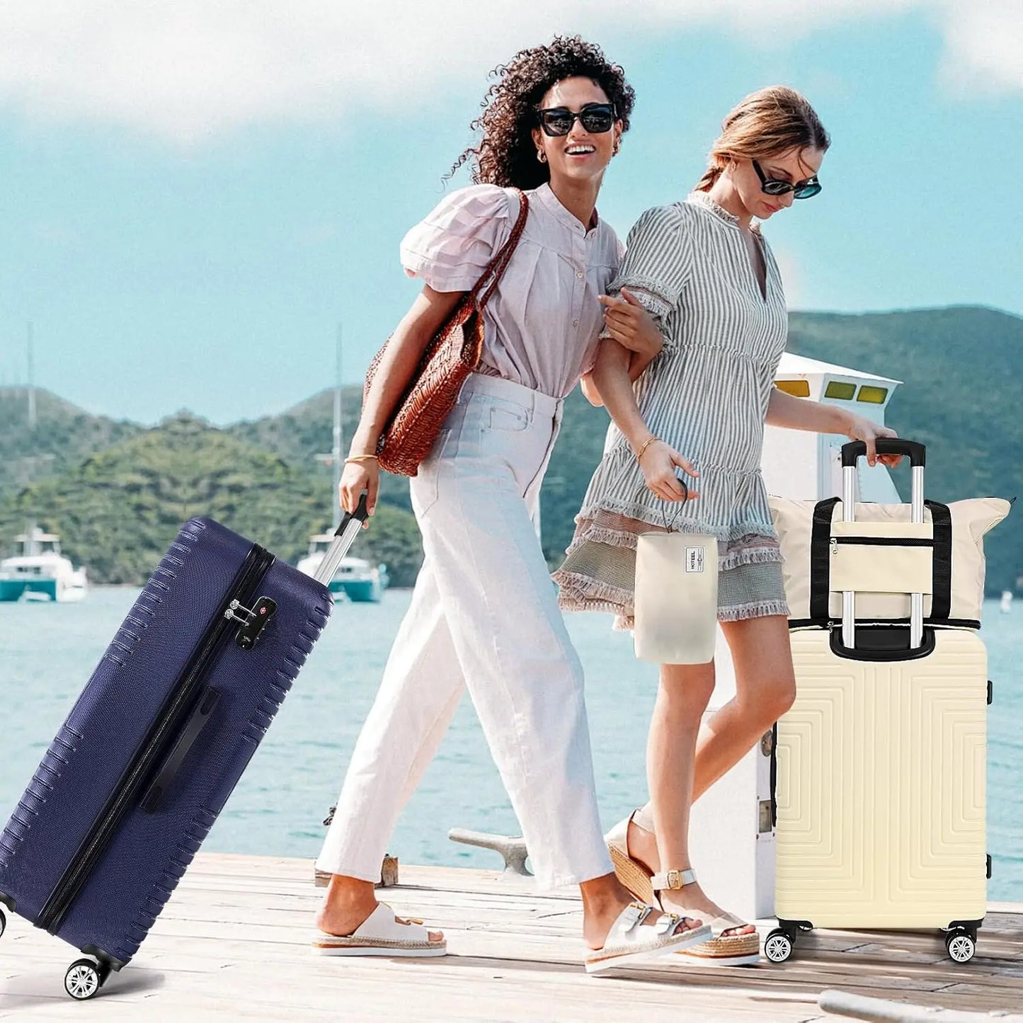 HOTEELCN 3-Piece Luggage Set ABS Spinner Suitcases With TSA Lock
