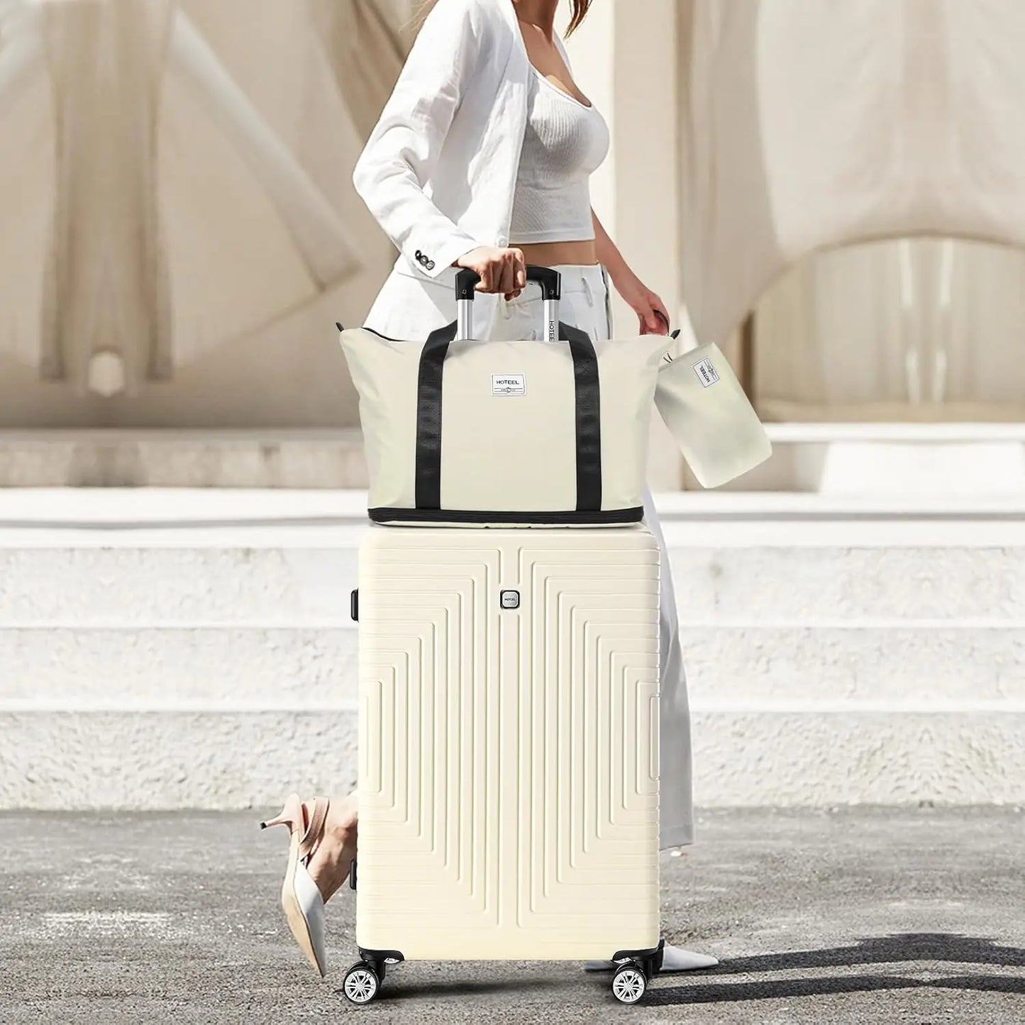 HOTEELCN 3-Piece Luggage Set ABS Spinner Suitcases With TSA Lock