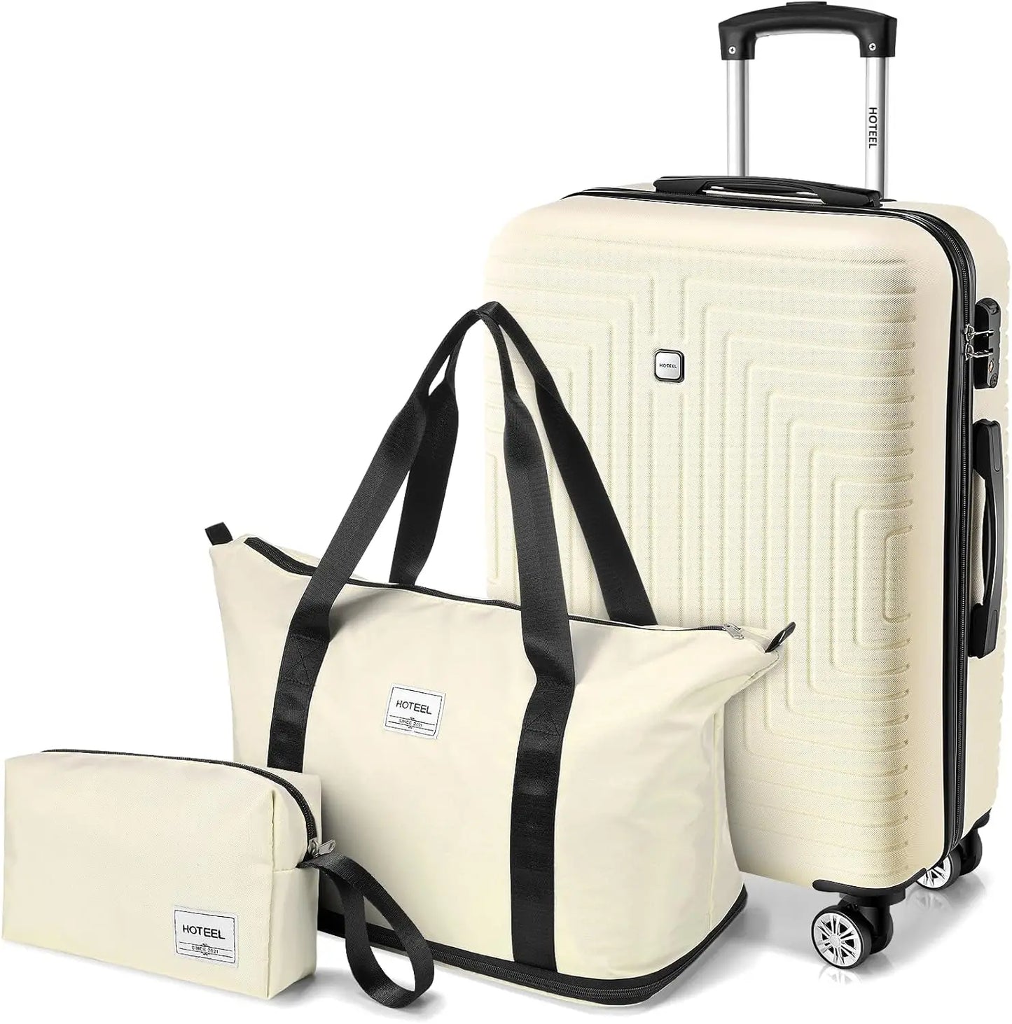 HOTEELCN 3-Piece Luggage Set ABS Spinner Suitcases With TSA Lock