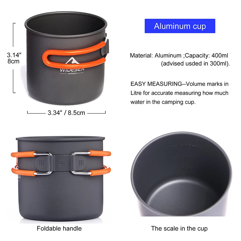 Widesea Camping Cookware Set Portable Pot and Cup Set