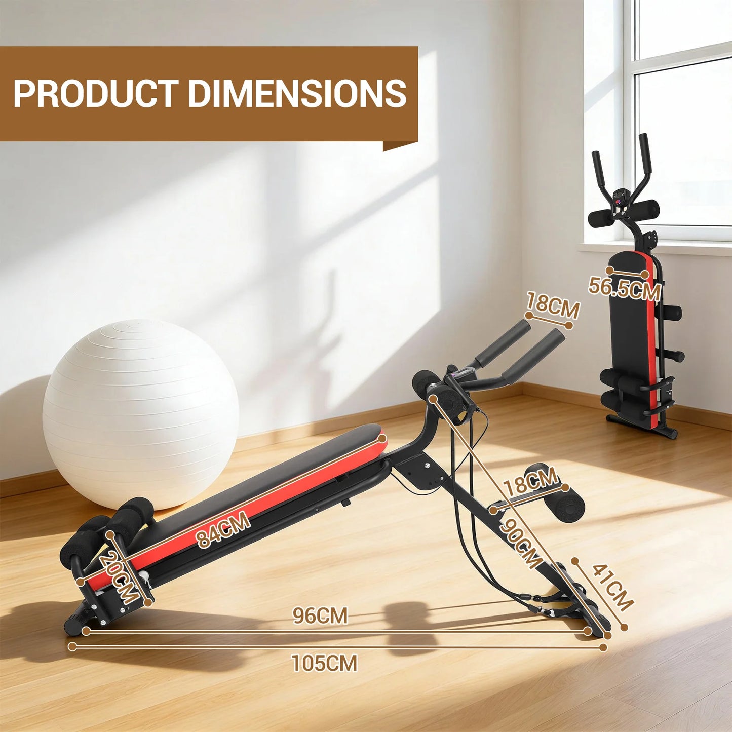 HiMISS 2-In-1 Adjustable Ab Bench Glider With LCD Display