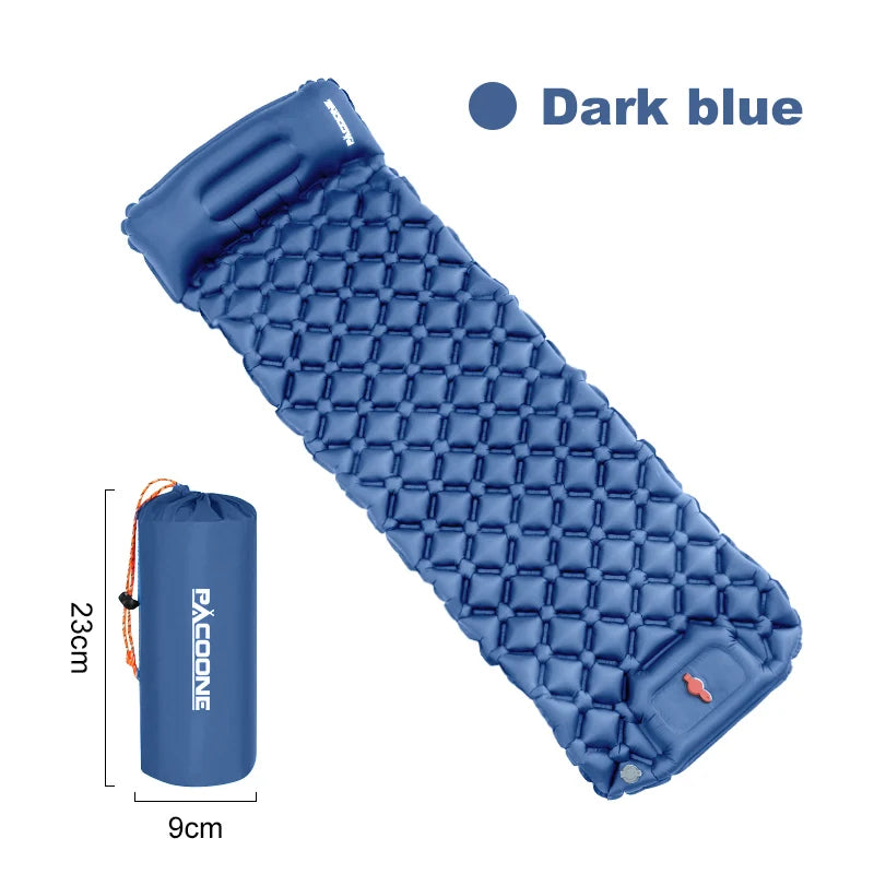 Outdoor Sleeping Pad Camping Inflatable Mattress With Built In Pump And Headrest