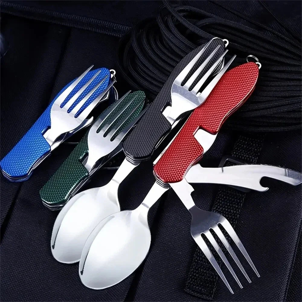 Foldable Camping Utensil Set Knife Fork Spoon Combo