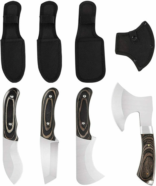 Outdoor Camping Axe And Knife Set With Nylon Sheath