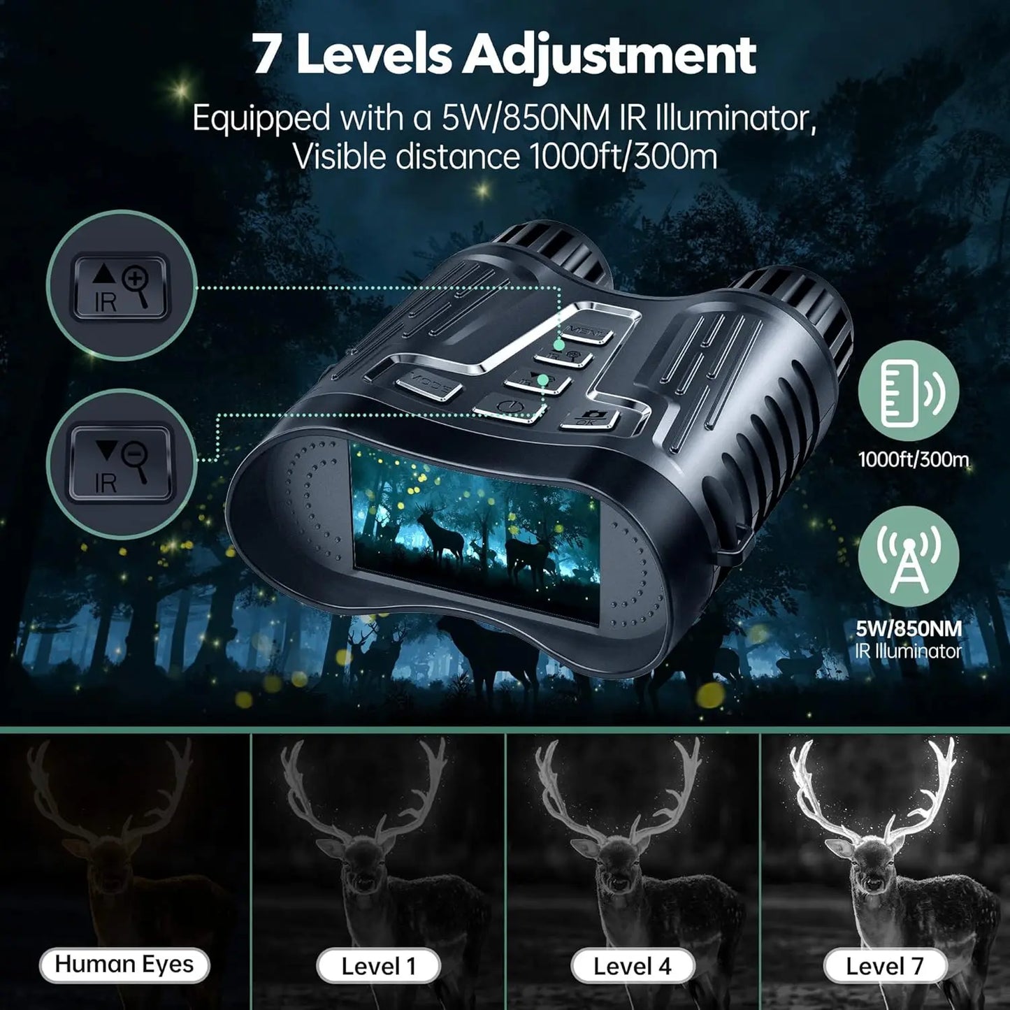 DIYIME Night Vision Binoculars 8X Digital Zoom IR Illuminator Video Recording