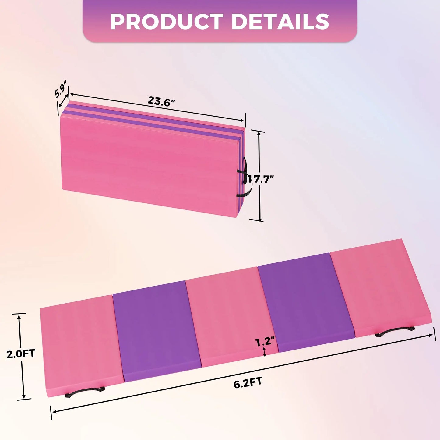 HiMISS Gymnastics Mat Tumbling Floor Exercise Pad Portable