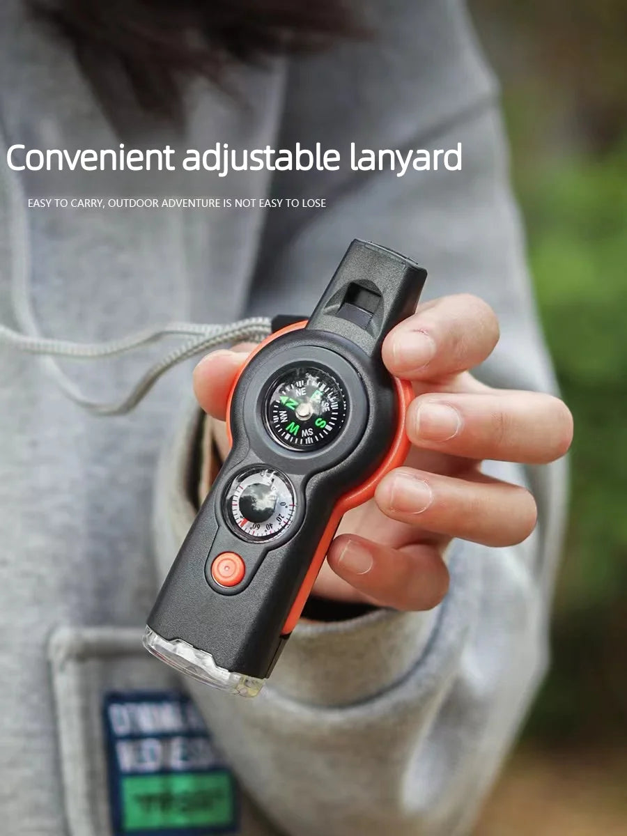 Outdoor 7 In 1 Survival Whistle For Hiking And Travel