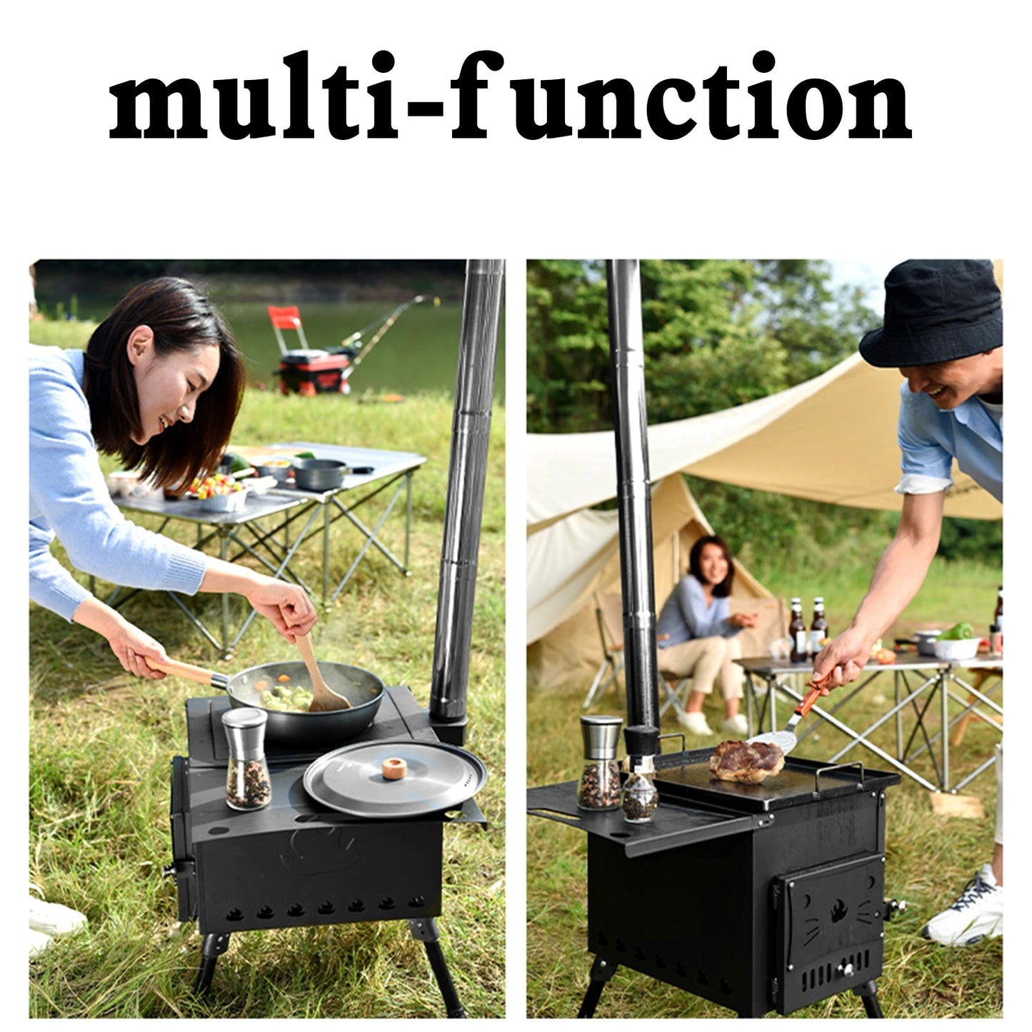 NONE Outdoor Portable Camping Wood Stove With Ignition