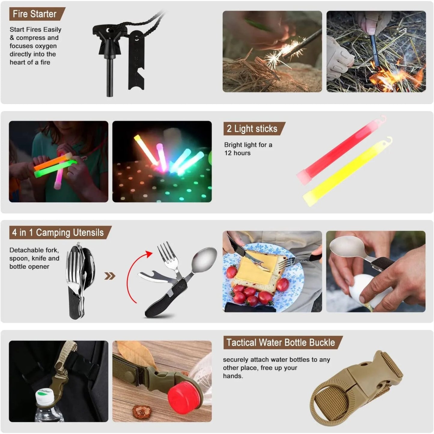 Emergency Survival Kit 238Pcs With Tactical Molle Pouch And Tent