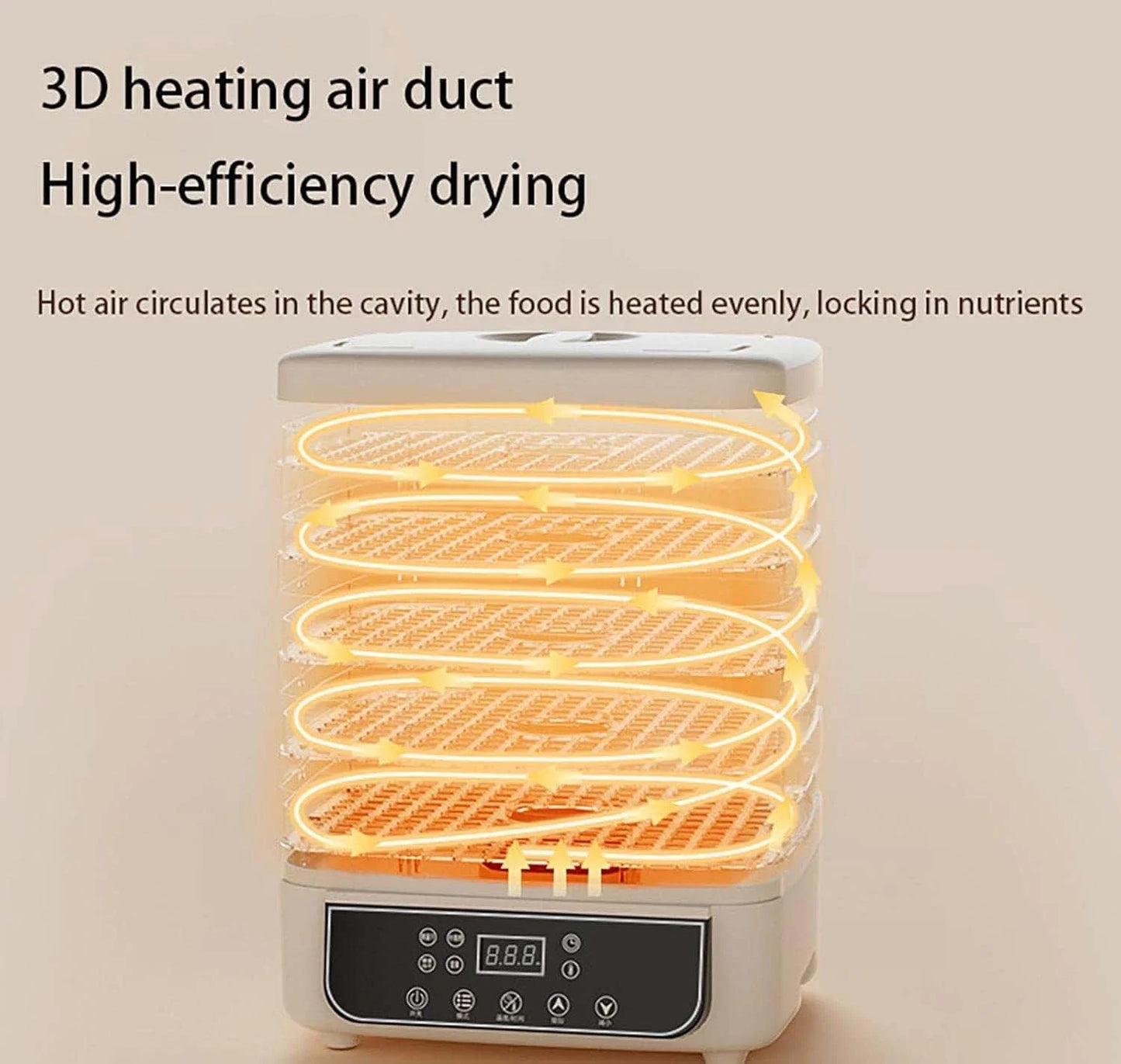 Five-Layer Food Dehydrator With Adjustable Temperature