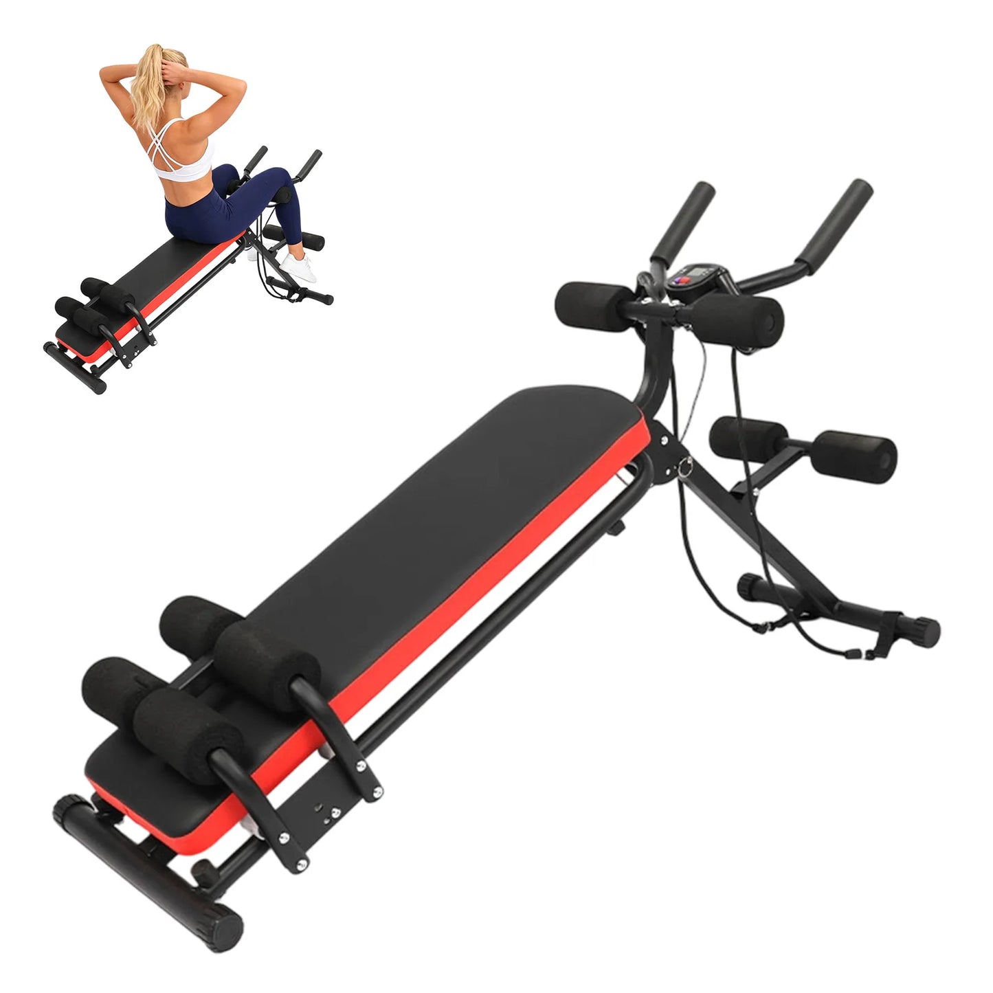 HiMISS 2-In-1 Adjustable Ab Bench Glider With LCD Display