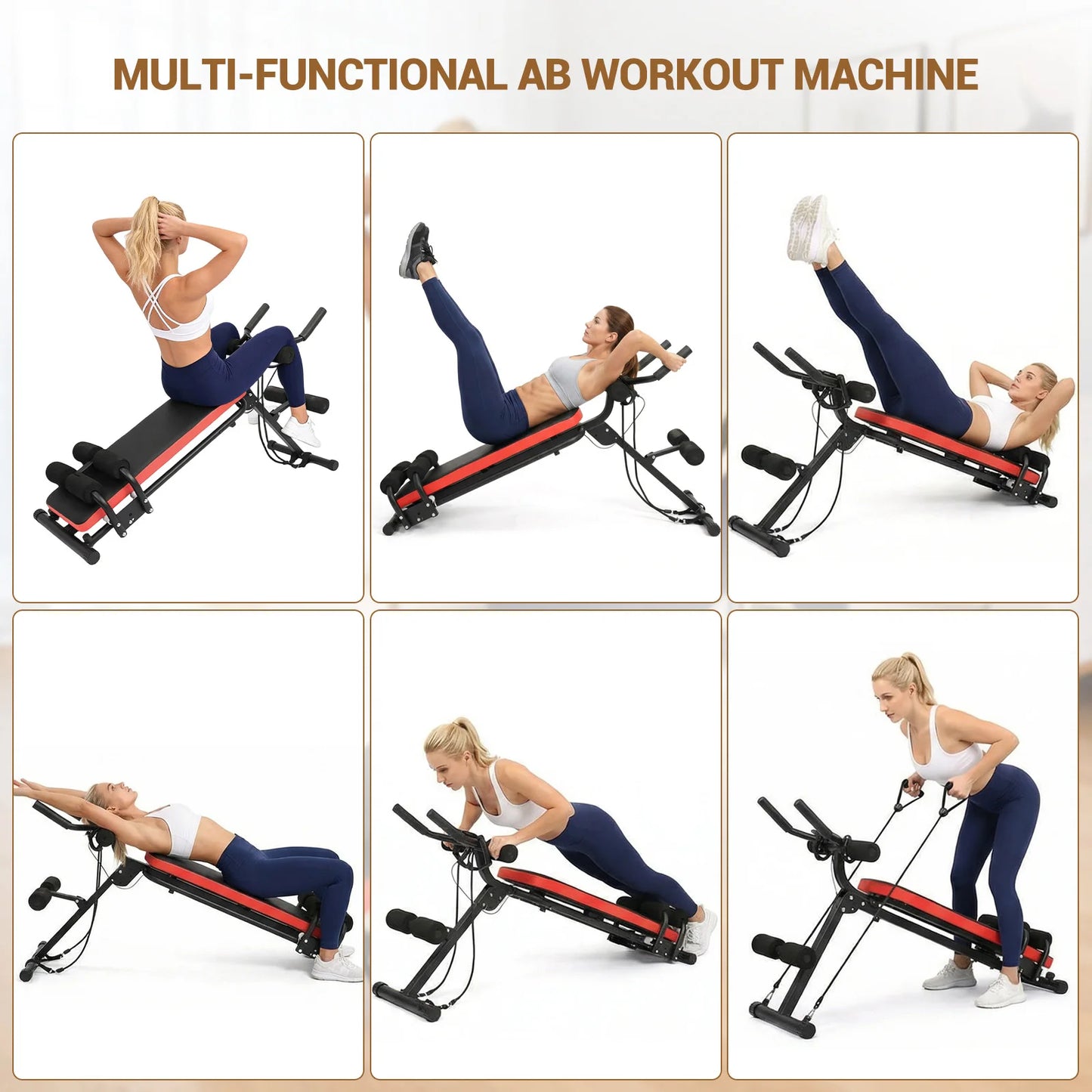 HiMISS 2-In-1 Adjustable Ab Bench Glider With LCD Display