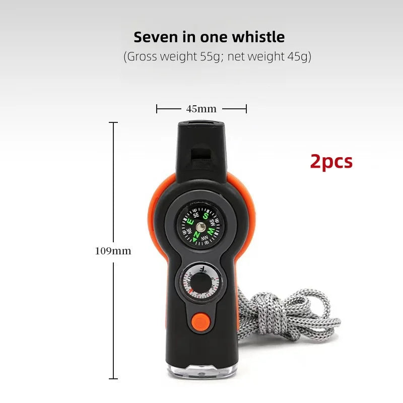 Outdoor 7 In 1 Survival Whistle For Hiking And Travel