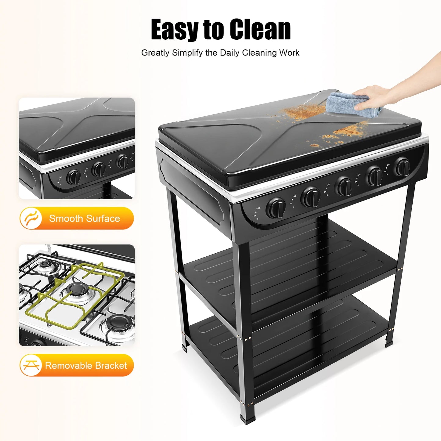 5 Burner Natural Gas Outdoor Stove With Two Placement Boards