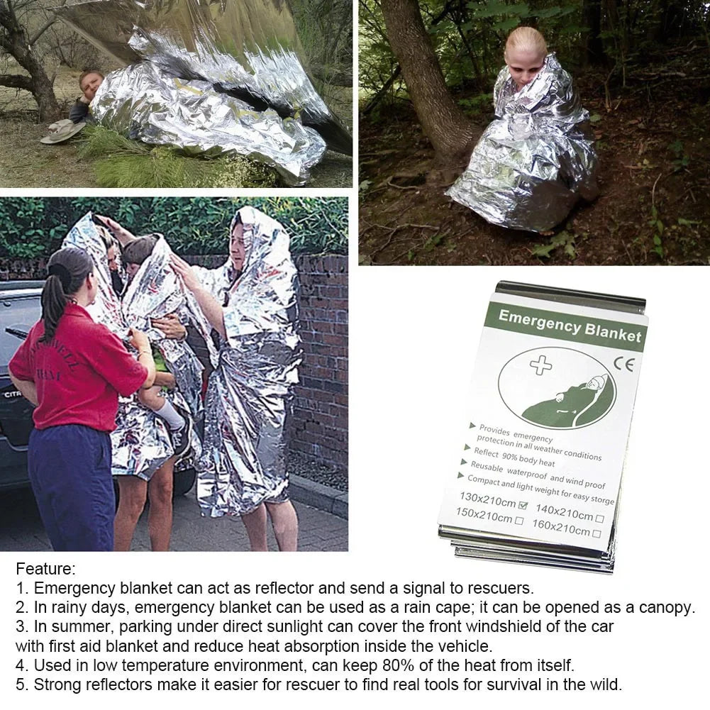 Emergency Survival Blanket Outdoor First Aid Kit Windproof Rescue