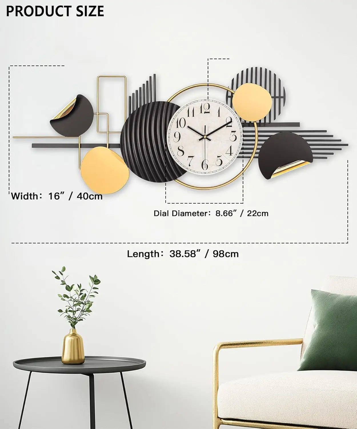 NONE Modern Silent Metal Wall Clock For Living Room