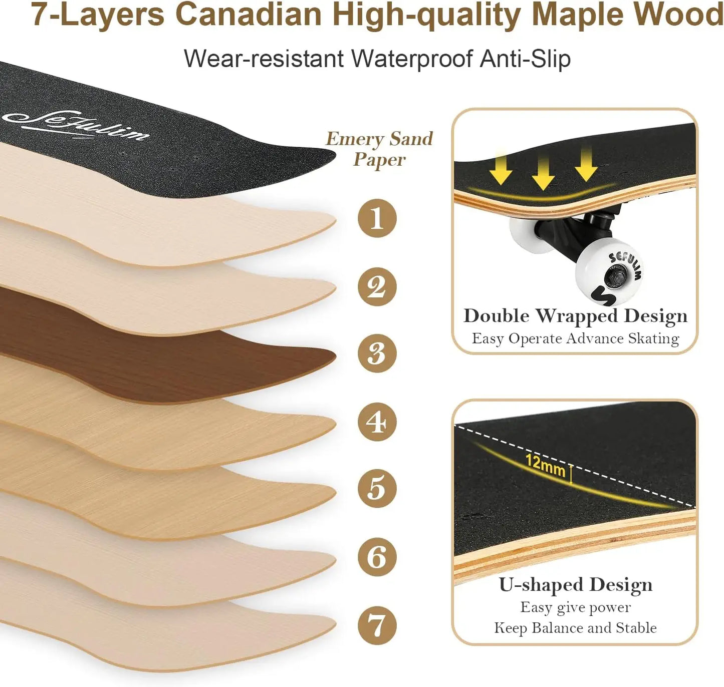 Complete Skateboard Deck With Double Kick For All Ages