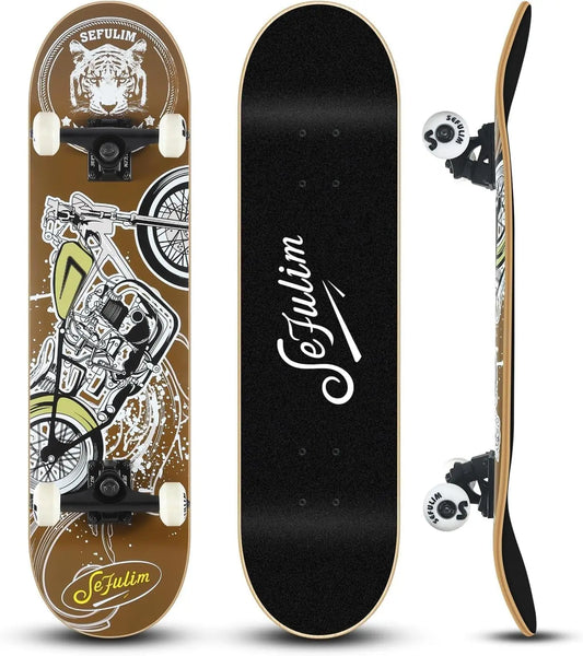 Complete Skateboard Deck With Double Kick For All Ages