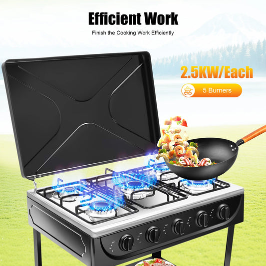 5 Burner Natural Gas Outdoor Stove With Two Placement Boards