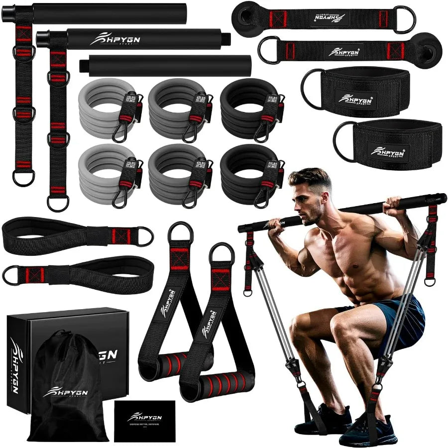 Pilates Bar Kit With Resistance Bands For Strength Training