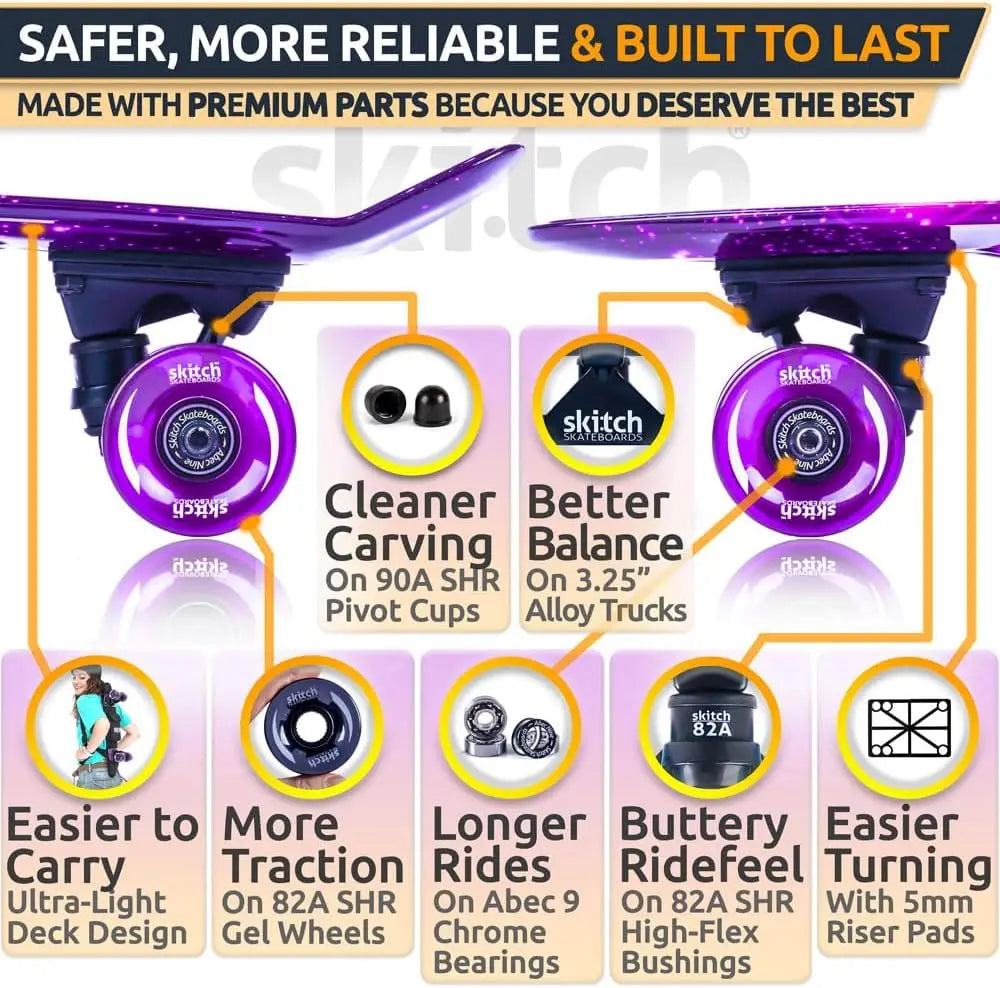 Complete Skateboard Set For Beginners And Pros With Cruiser Board And Backpack