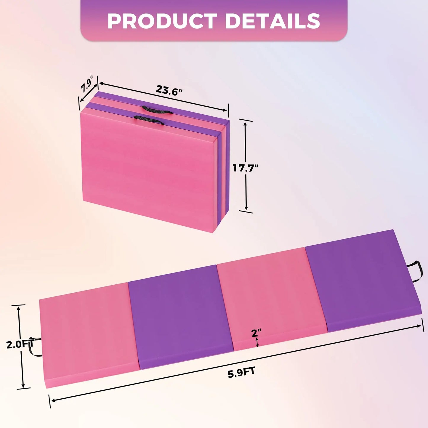HiMISS Gymnastics Mat Tumbling Floor Exercise Pad Portable
