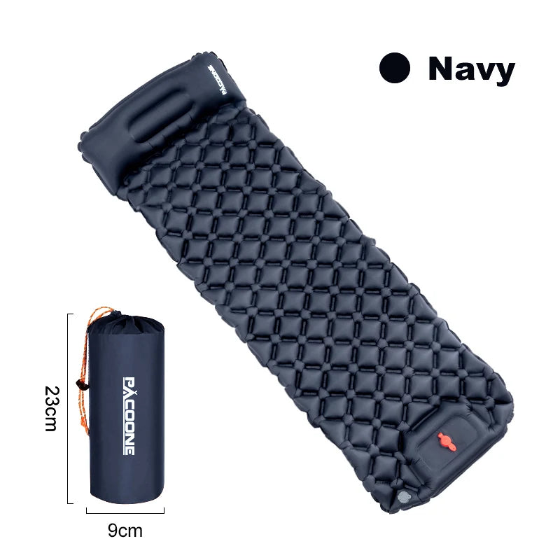 Outdoor Sleeping Pad Camping Inflatable Mattress With Built In Pump And Headrest