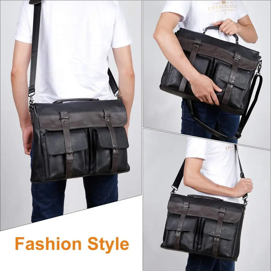 Men's Vintage PU Leather Laptop Messenger Bag