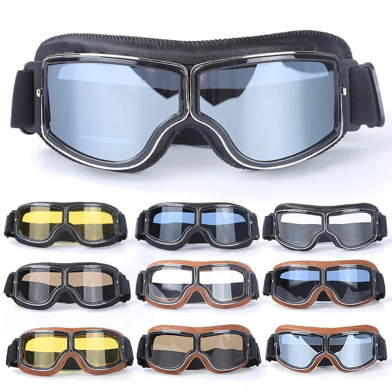 Motorcycle Glasses Windproof Leather Folding Sunglasses For Riders