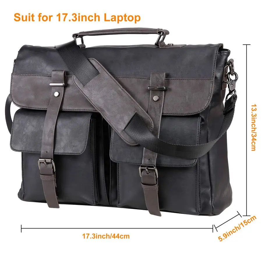 Men's Vintage PU Leather Laptop Messenger Bag