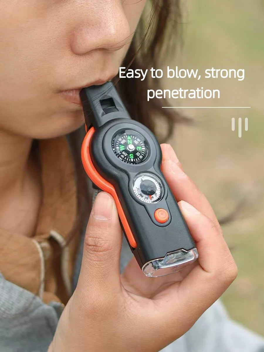 Outdoor 7 In 1 Survival Whistle For Hiking And Travel