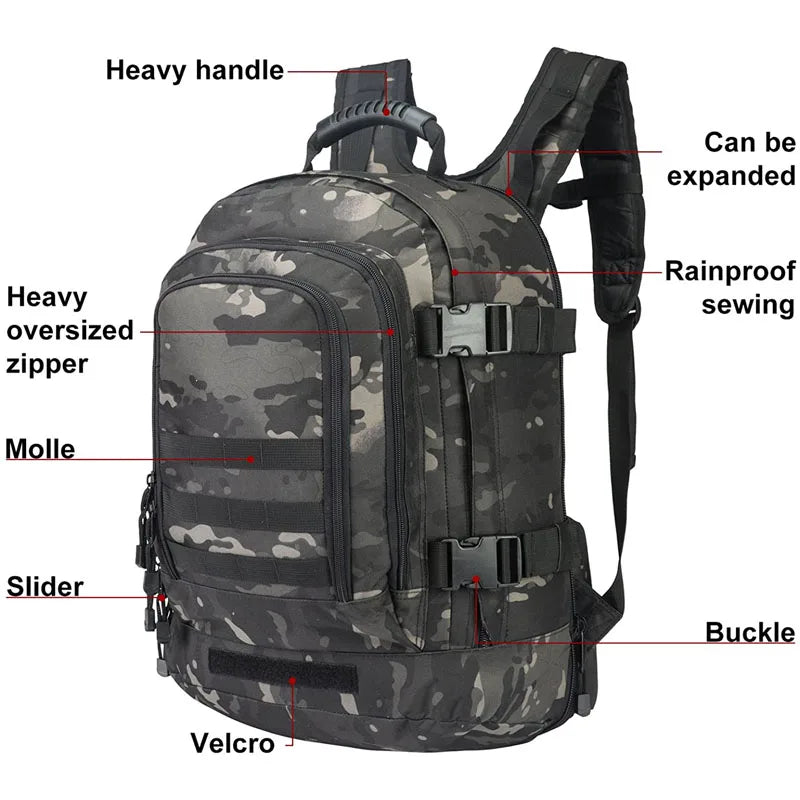 NONECN Military Tactical Backpack Waterproof Travel Laptop Bag
