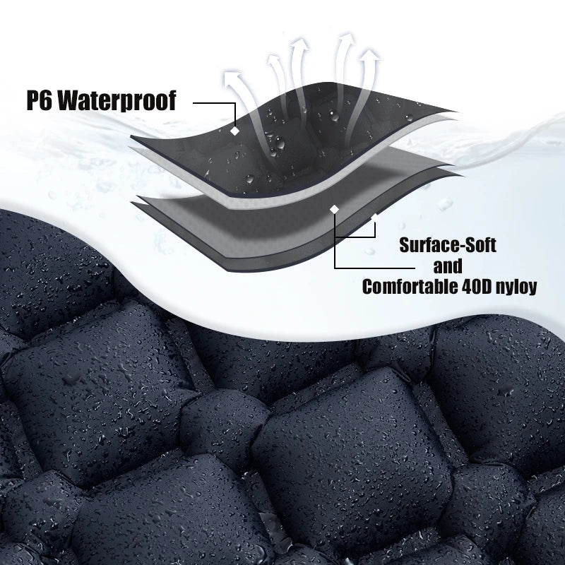 Outdoor Sleeping Pad Camping Inflatable Mattress With Built In Pump And Headrest