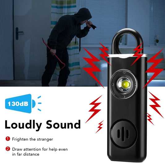 130dB Personal Defense Alarm With LED Light Keychain