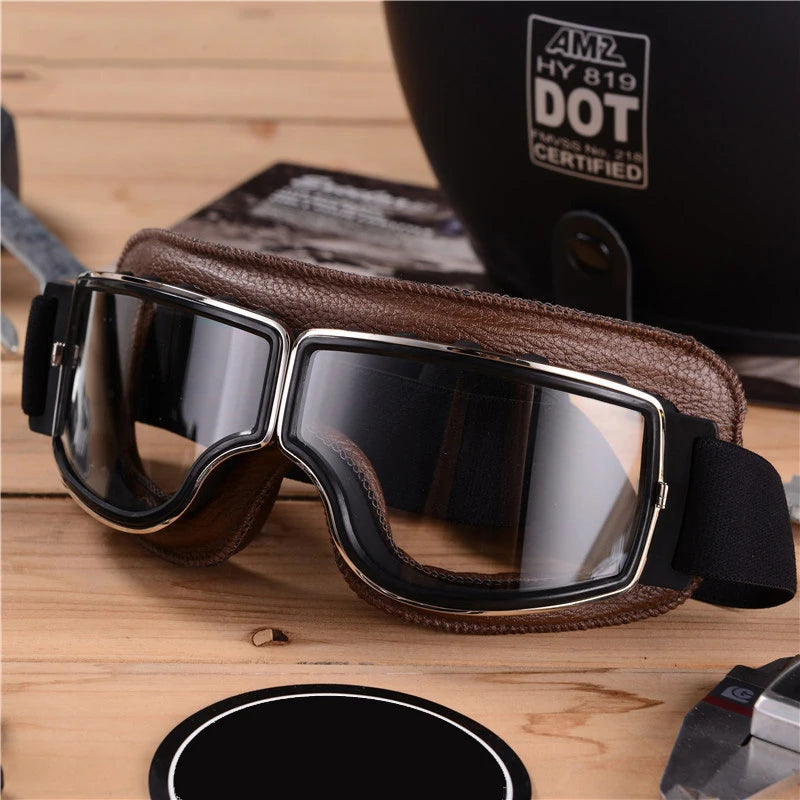 Motorcycle Glasses Windproof Leather Folding Sunglasses For Riders