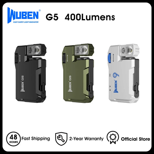 WUBEN G5 Rechargeable EDC Flashlight RGB Light 400 Lumens
