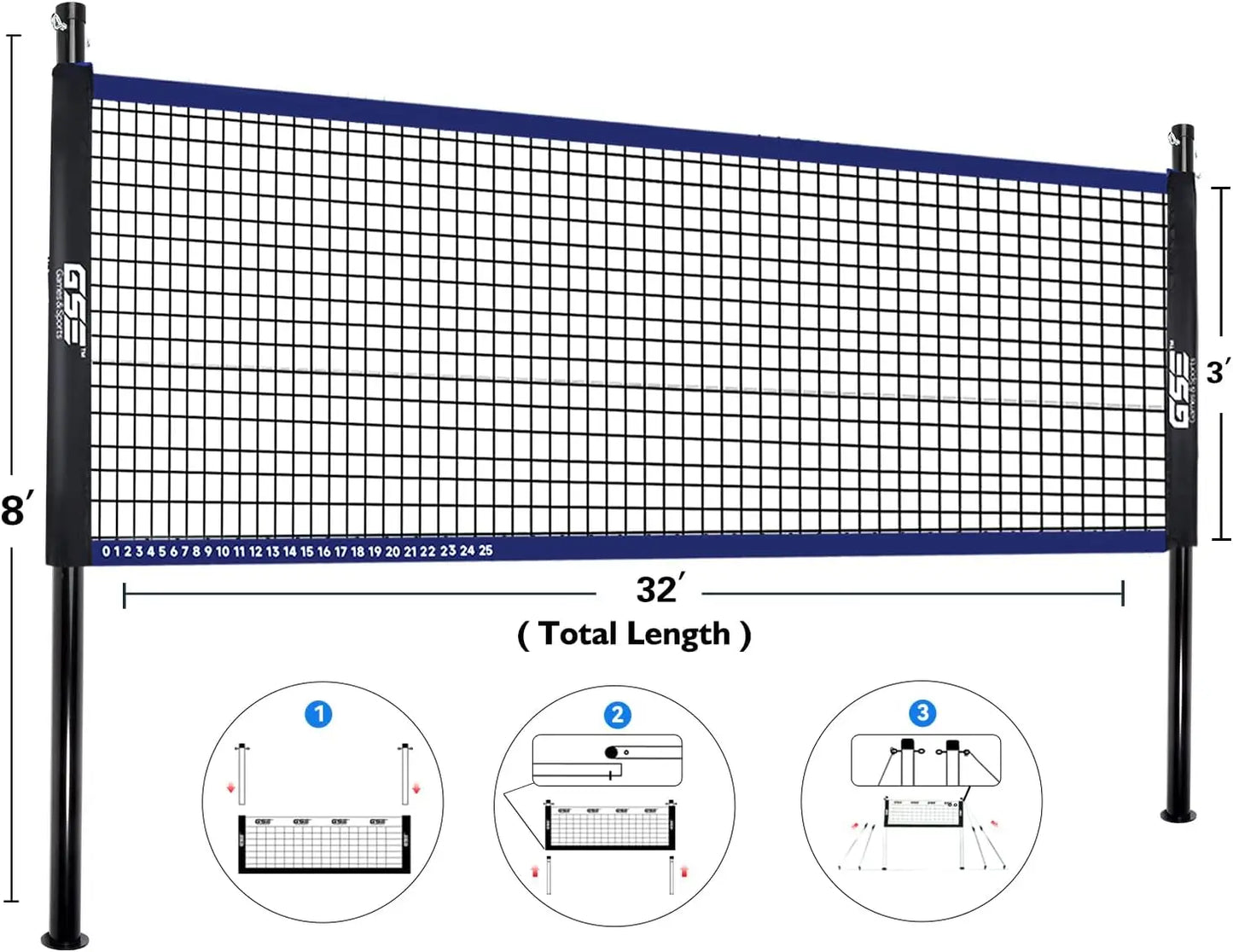 Outdoor Volleyball And Badminton Combo Set Net Racquets Ball Bag