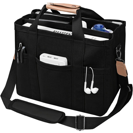 NONECN Canvas Tote Bag With Multiple Pockets And Large Capacity
