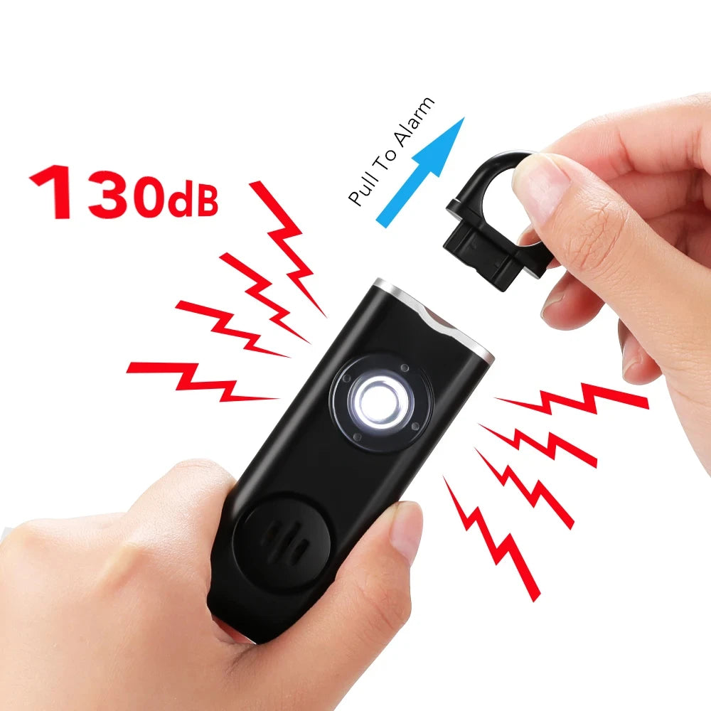 130dB Personal Defense Alarm With LED Light Keychain