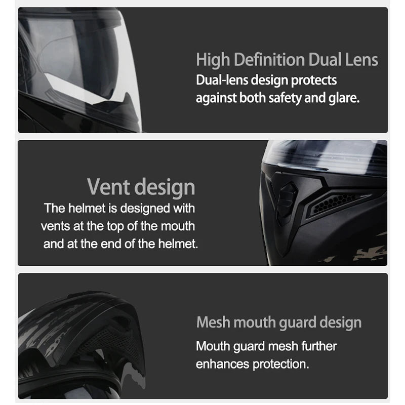 UCHOOSE DOT Certified Modular Motorcycle Helmet Four Seasons Off Road