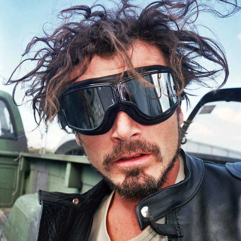 Motorcycle Glasses Windproof Leather Folding Sunglasses For Riders