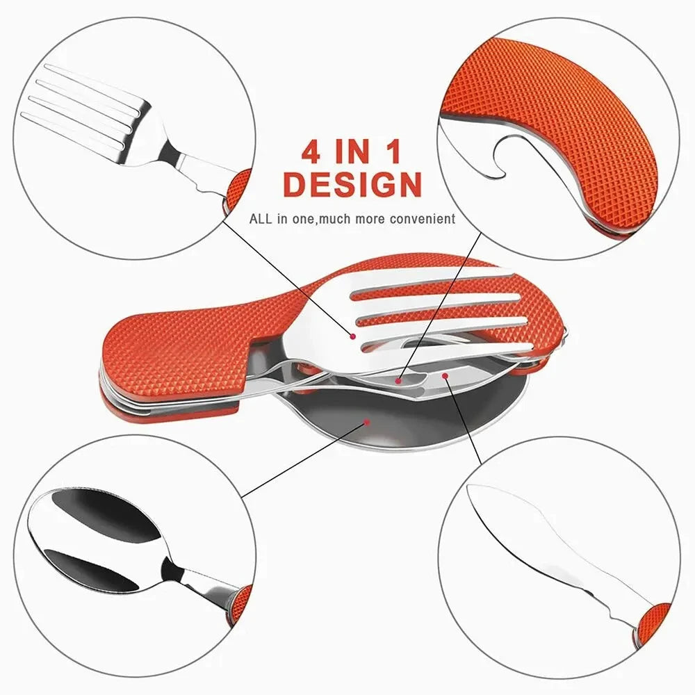 Foldable Camping Utensil Set Knife Fork Spoon Combo