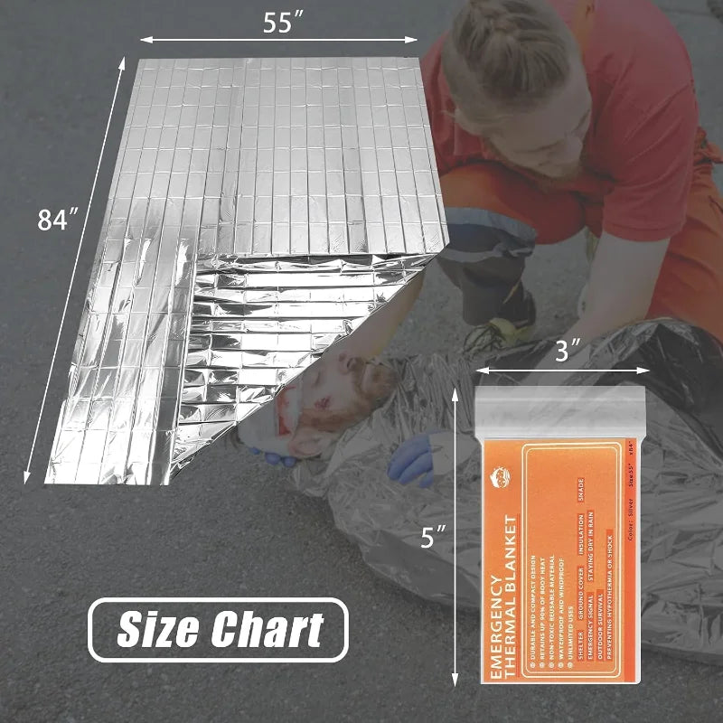 Emergency Mylar Thermal Blankets -Space Blanket Survival kit Camping (4-Pack) Perfect for Outdoors Hiking Marathons or First Aid