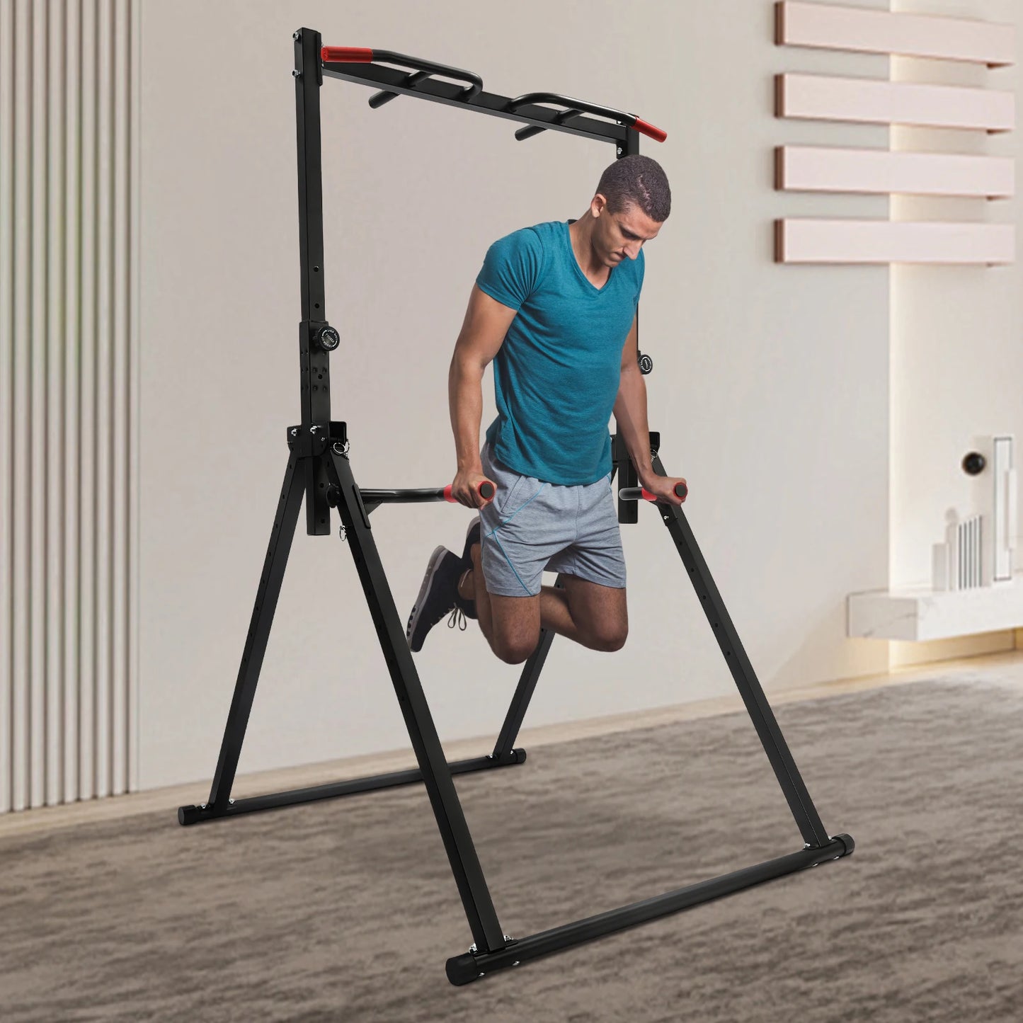 Adjustable Height Home Pull Up Bar Triangular Station 200kg Load Bearing